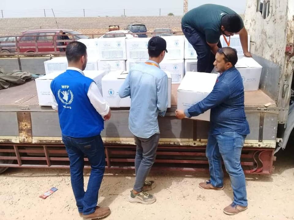 Food aid distribution in the city of Sabratha